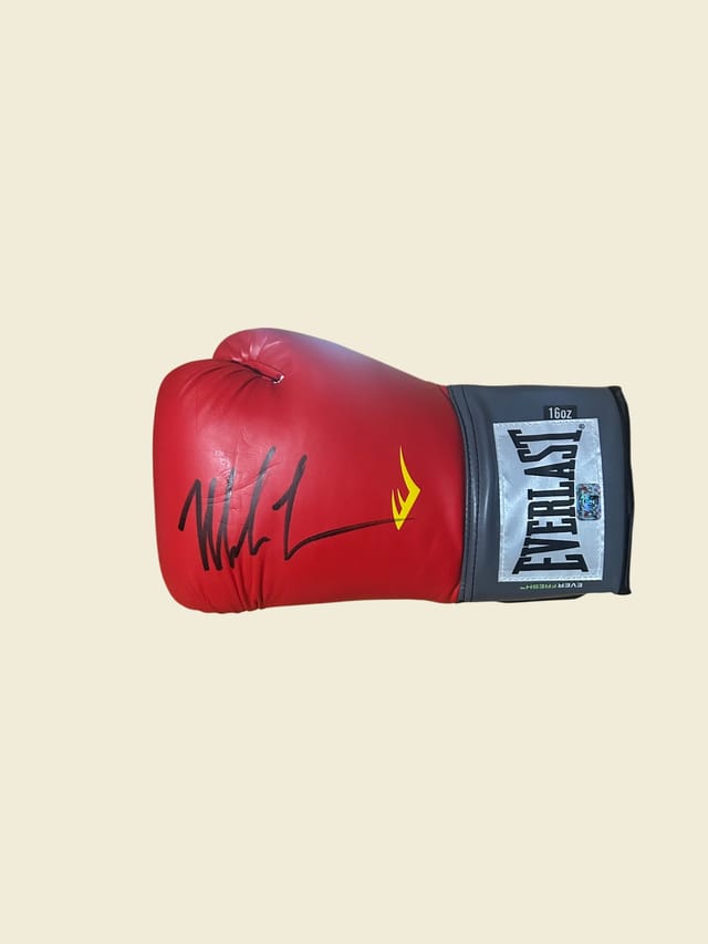 Mike Tyson Red Everlast Boxing Glove with Handwritten Signature
